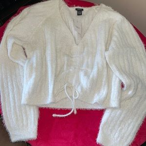 Eyelash Knit Ruched Front Sweater